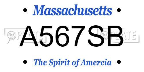 A567SB Massachusetts License Plate