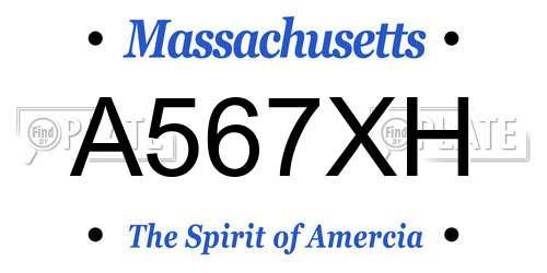 A567XH Massachusetts License Plate