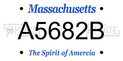 A5682B Massachusetts License Plate