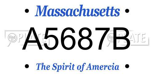 A5687B Massachusetts License Plate