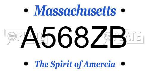 A568ZB Massachusetts License Plate