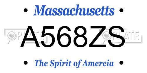A568ZS Massachusetts License Plate
