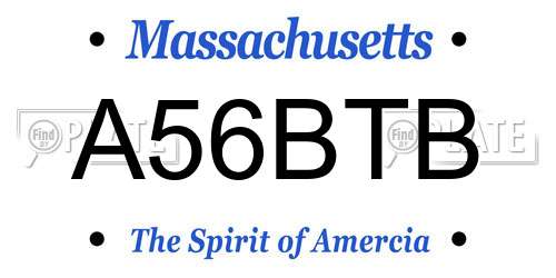 A56BTB Massachusetts License Plate