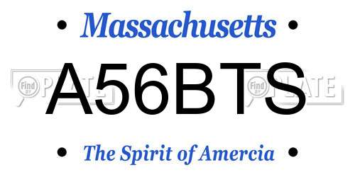 A56BTS Massachusetts License Plate