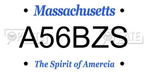 A56BZS Massachusetts License Plate