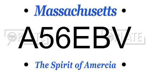 A56EBV Massachusetts License Plate
