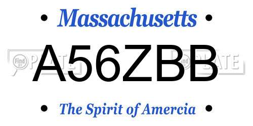 A56ZBB Massachusetts License Plate