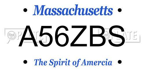 A56ZBS Massachusetts License Plate