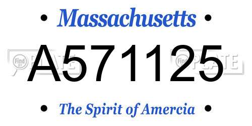 A571125 Massachusetts License Plate