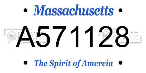 A571128 Massachusetts License Plate
