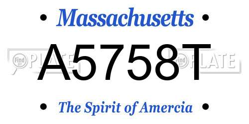 A5758T Massachusetts License Plate