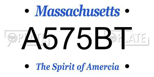 A575BT Massachusetts License Plate