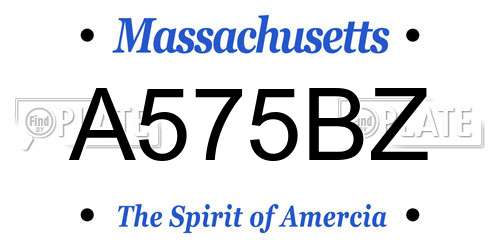 A575BZ Massachusetts License Plate