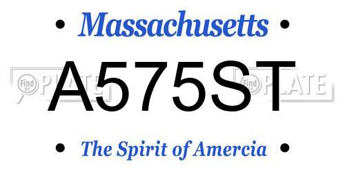 A575ST Massachusetts License Plate