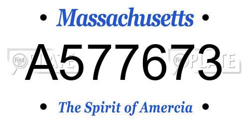 A577673 Massachusetts License Plate