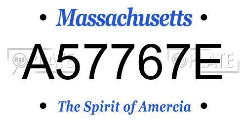 A57767E Massachusetts License Plate
