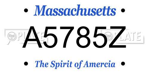 A5785Z Massachusetts License Plate
