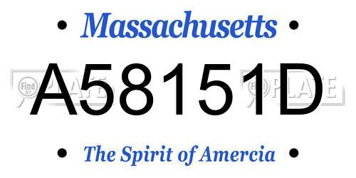 A58151D Massachusetts License Plate