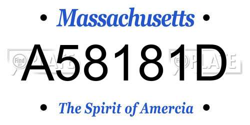 A58181D Massachusetts License Plate