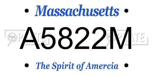 A5822M Massachusetts License Plate