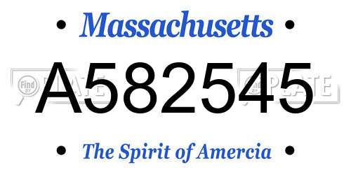 A582545 Massachusetts License Plate