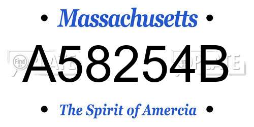 A58254B Massachusetts License Plate