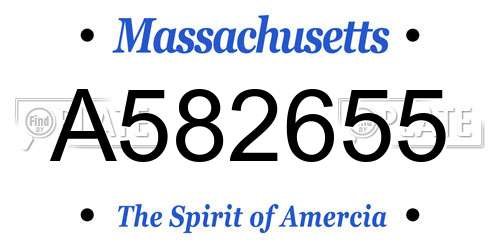 A582655 Massachusetts License Plate