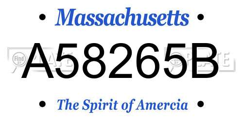 A58265B Massachusetts License Plate