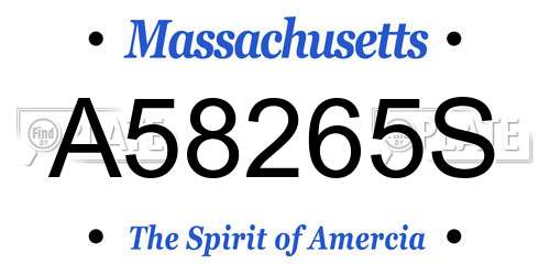 A58265S Massachusetts License Plate