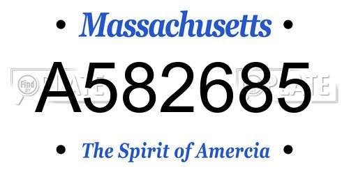 A582685 Massachusetts License Plate