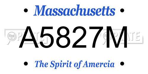 A5827M Massachusetts License Plate