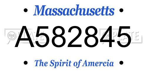 A582845 Massachusetts License Plate