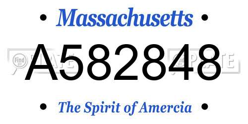 A582848 Massachusetts License Plate