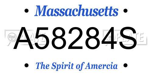 A58284S Massachusetts License Plate