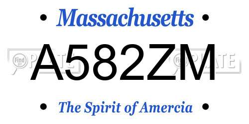 A582ZM Massachusetts License Plate