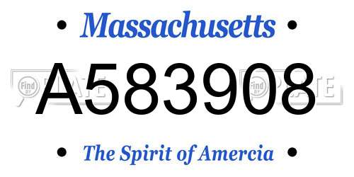 A583908 Massachusetts License Plate