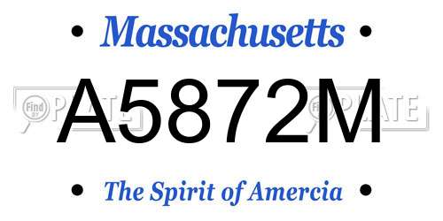A5872M Massachusetts License Plate