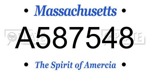 A587548 Massachusetts License Plate