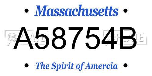 A58754B Massachusetts License Plate