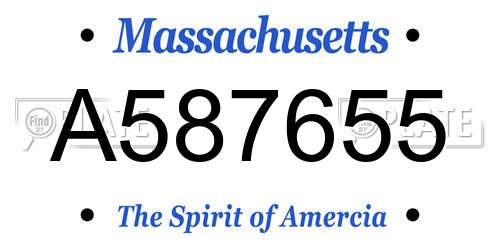 A587655 Massachusetts License Plate