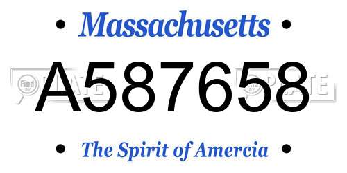 A587658 Massachusetts License Plate