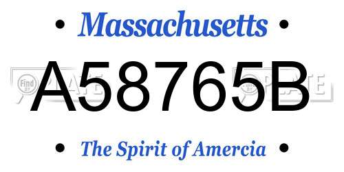 A58765B Massachusetts License Plate