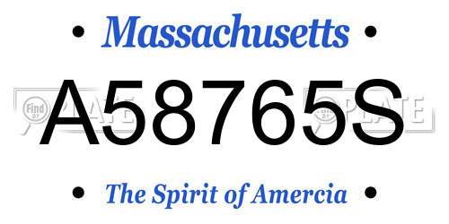 A58765S Massachusetts License Plate