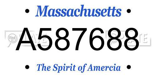 A587688 Massachusetts License Plate