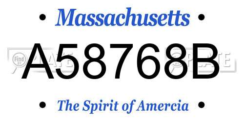 A58768B Massachusetts License Plate