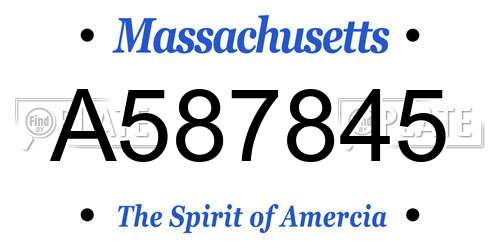 A587845 Massachusetts License Plate
