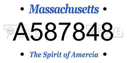 A587848 Massachusetts License Plate