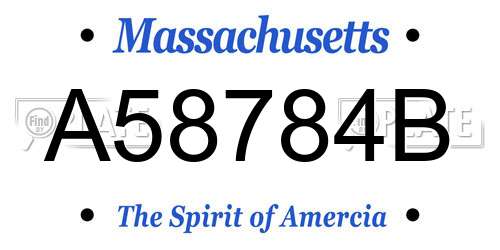 A58784B Massachusetts License Plate