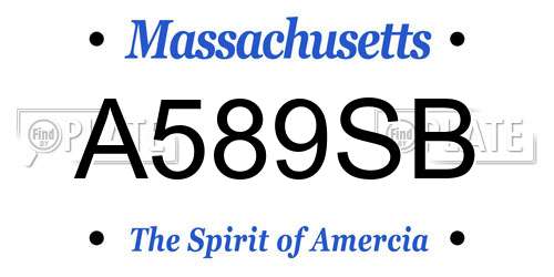 A589SB Massachusetts License Plate