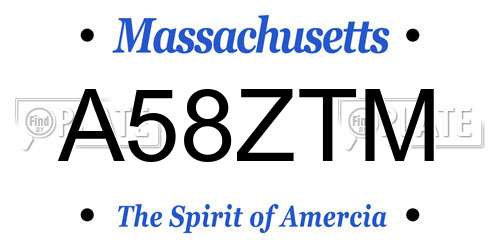 A58ZTM Massachusetts License Plate